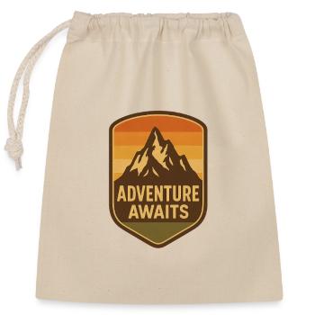 Conception de badge d’aventure en montagne - Sac cadeau en coton avec cordon (25 x 30 cm) - nature - Devant