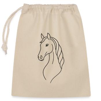 Silhouette élégante cheval - Sac cadeau en coton avec cordon (25 x 30 cm) - nature - Devant