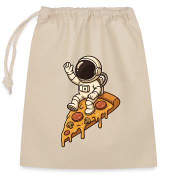 Astronaute de l’espace sur une tranche de pizza - Sac cadeau en coton avec cordon (25 x 30 cm) - nature - Devant
