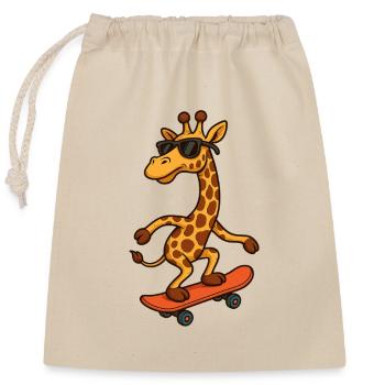 Girafe de skateboard élégante avec des lunettes de soleil - Sac cadeau en coton avec cordon (25 x 30 cm) - nature - Devant