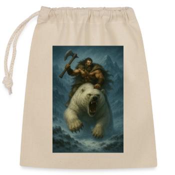 Guerrier Viking sur Ours Polaire – Illustration Fa - Sac cadeau en coton avec cordon (25 x 30 cm) - nature - Devant