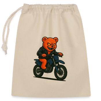 Gummy bear Rider - Closable cotton gift bag (25x30cm) - nature - Front