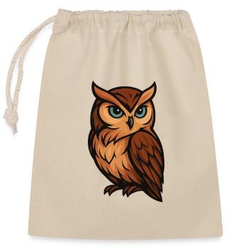 Tawny Owl Cartoon Owl in Warm Brown - Closable cotton gift bag (25x30cm) - nature - Front