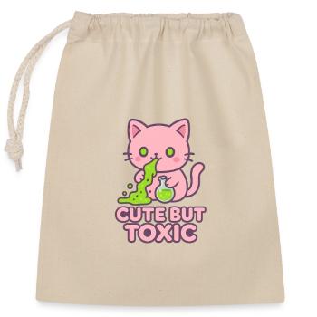 Toxic Kawaii Cat - Closable cotton gift bag (25x30cm) - nature - Front