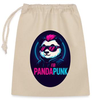 PandaPunk Neon Cyber Panda - Sac cadeau en coton avec cordon (25 x 30 cm) - nature - Devant