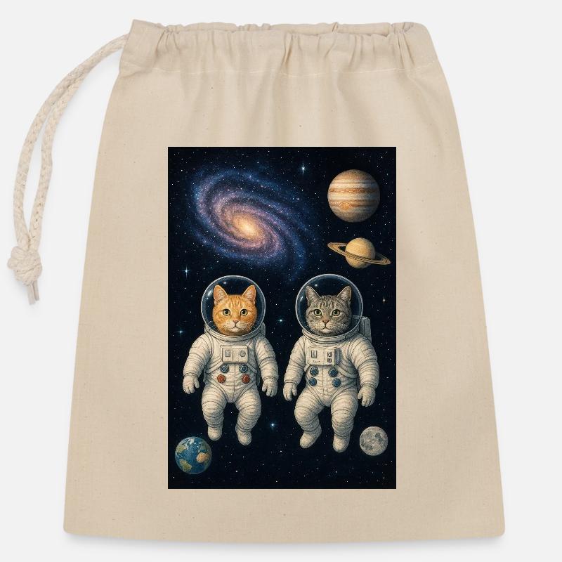 feline - Closable cotton gift bag (25x30cm) - nature