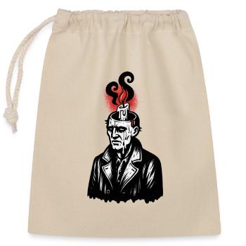 Wax head with flame - Closable cotton gift bag (25x30cm) - nature - Front