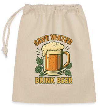 Save Water Drink Beer - Closable cotton gift bag (25x30cm) - nature - Front