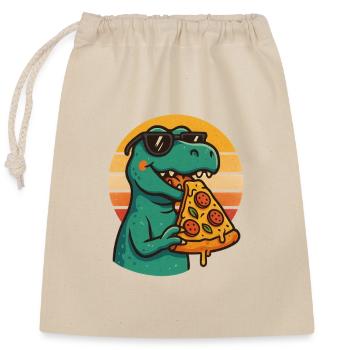 Pizza Saurus Retro - Verschließbarer Geschenkbeutel aus Baumwolle (25x30cm) - Natur - Vorne