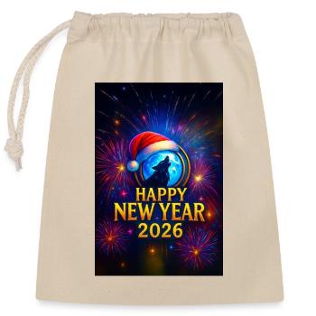 Winter Wolf New Year 2026 - Closable cotton gift bag (25x30cm) - nature - Front