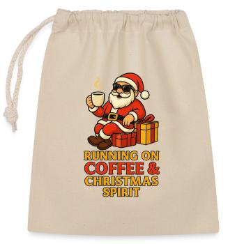 Santa Kaffee Weihnachtsgeist - Verschließbarer Geschenkbeutel aus Baumwolle (25x30cm) - Natur - Vorne