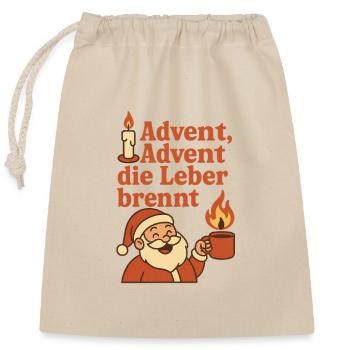 Advent Weihnachtsmann Leber Brennt Witzig Glühwein - Verschließbarer Geschenkbeutel aus Baumwolle (25x30cm) - Natur - Vorne