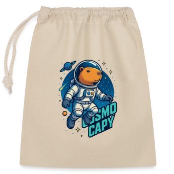 Cosmo Capy – Space Capybara Shirt 🚀 - Closable cotton gift bag (25x30cm) - nature - Front