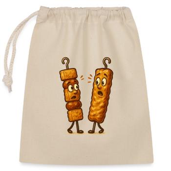 Schaschlik vs Kebab - Verschließbarer Geschenkbeutel aus Baumwolle (25x30cm) - Natur - Vorne