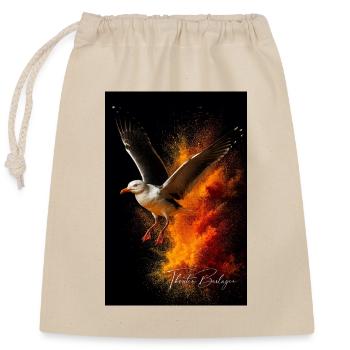 Möwenflug vor Feuerstaub - Verschließbarer Geschenkbeutel aus Baumwolle (25x30cm) - Natur - Vorne