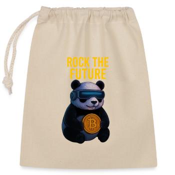 Rock the Future Panda Bitcoin - Sac cadeau en coton avec cordon (25 x 30 cm) - nature - Devant