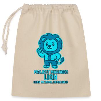 Project Manager Löwe – Deadlines - Closable cotton gift bag (25x30cm) - nature - Front