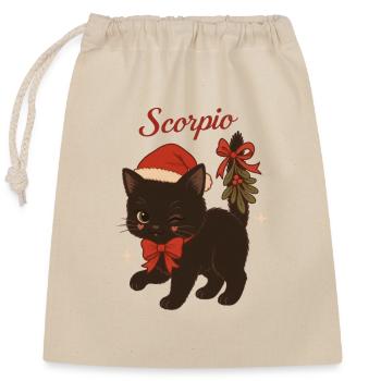Scorpio-Katze im Festtagsglanz - Verschließbarer Geschenkbeutel aus Baumwolle (25x30cm) - Natur - Vorne