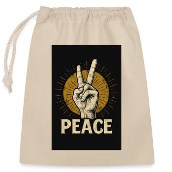 Peace Hand Retro Design - Closable cotton gift bag (25x30cm) - nature - Front