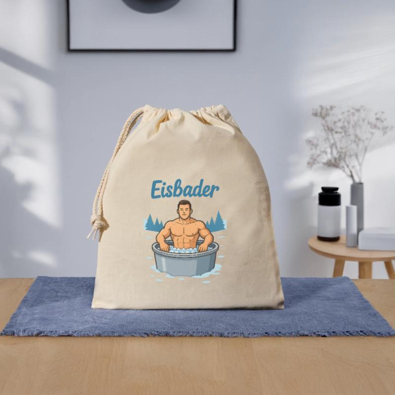Eisbader Muskelmann im Eisbad Closable cotton gift bag (25x30cm)