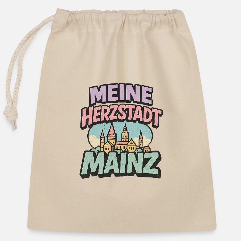 Mainz Herzstadt - Closable cotton gift bag (25x30cm) - nature