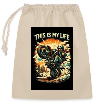 Motorcycle in action - Closable cotton gift bag (25x30cm) - nature - Front
