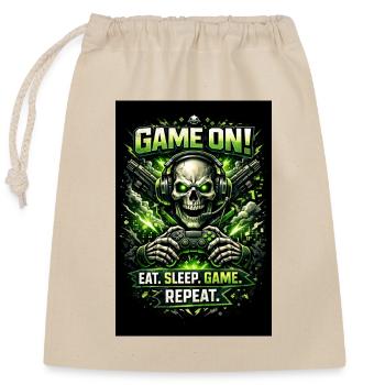 Game On Skull Neon Gamer - Closable cotton gift bag (25x30cm) - nature - Front