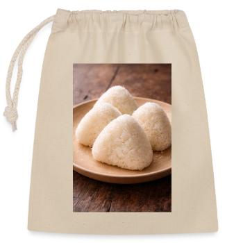 Onigiri Reisbällchen Japanstil - Verschließbarer Geschenkbeutel aus Baumwolle (25x30cm) - Natur - Vorne