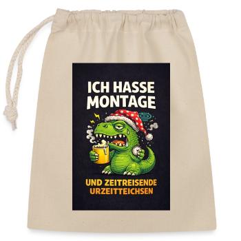 Montagehasser Dino Zeitreisender - Verschließbarer Geschenkbeutel aus Baumwolle (25x30cm) - Natur - Vorne
