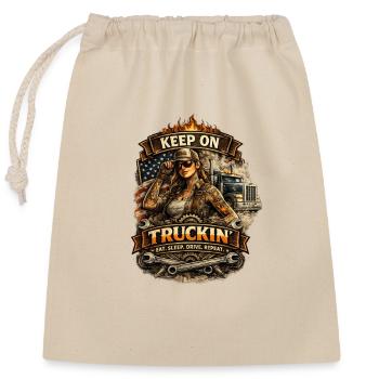 Mach weiter, Truckin - Verschließbarer Geschenkbeutel aus Baumwolle (25x30cm) - Natur - Vorne