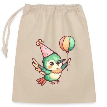 Hummingbird Bird Birthday Baby - Closable cotton gift bag (25x30cm) - nature - Front