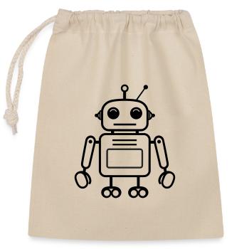 Roboter - Verschließbarer Geschenkbeutel aus Baumwolle (25x30cm) - Natur - Vorne