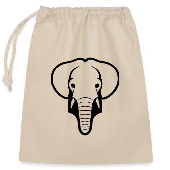 éléphant - Sac cadeau en coton avec cordon (25 x 30 cm) - nature - Devant