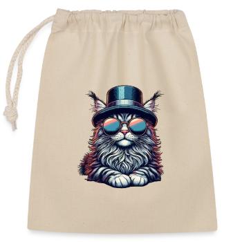 Coole Retro Maine Coon - Verschließbarer Geschenkbeutel aus Baumwolle (25x30cm) - Natur - Vorne