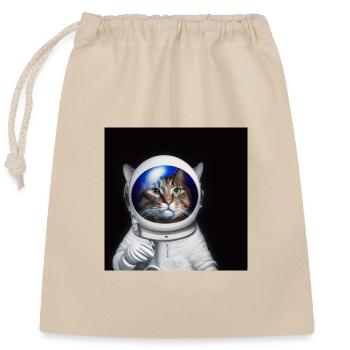 Astro-Katze - Verschließbarer Geschenkbeutel aus Baumwolle (25x30cm) - Natur - Vorne