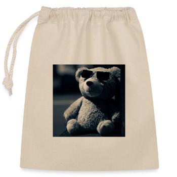 Teddy Cool - Verschließbarer Geschenkbeutel aus Baumwolle (25x30cm) - Natur - Vorne