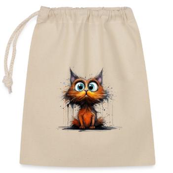 Crazy looking cat for cat lady - Closable cotton gift bag (25x30cm) - nature - Front