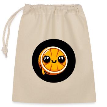 Comic Orange with Eyes - Closable cotton gift bag (25x30cm) - nature - Front