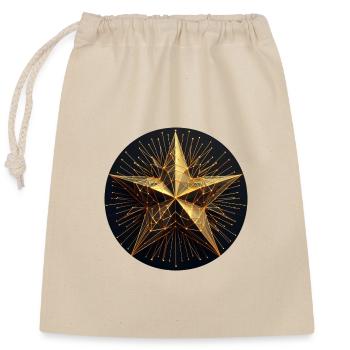 Étoile polygonale dorée - Sac cadeau en coton avec cordon (25 x 30 cm) - nature - Devant