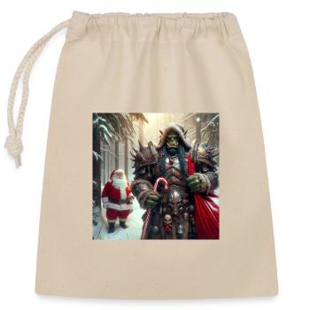 Orc Weihnachten 1 - Verschließbarer Geschenkbeutel aus Baumwolle (25x30cm) - Natur - Vorne