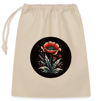 Pavot, Fleur, Rouge, Naturel - Sac cadeau en coton avec cordon (25 x 30 cm) - nature - Devant