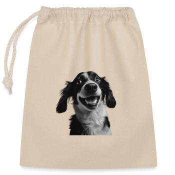 Border Collie Cheer Smile - Closable cotton gift bag (25x30cm) - nature - Front
