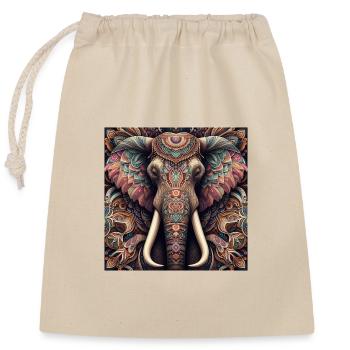 Decorated Elephant - Closable cotton gift bag (25x30cm) - nature - Front