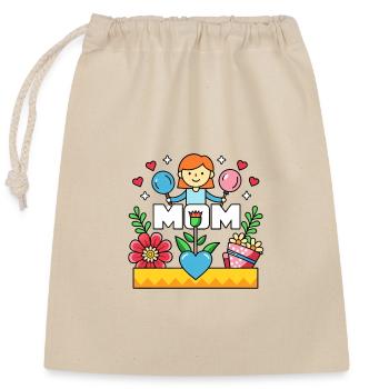MOM Blühende Mutterliebe Cartoon - Verschließbarer Geschenkbeutel aus Baumwolle (25x30cm) - Natur - Vorne