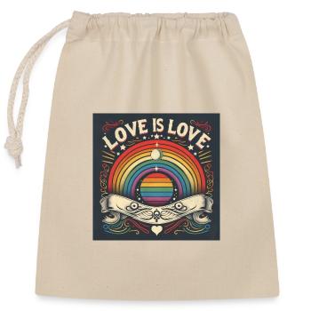 LOVE is LOVE - Sac cadeau en coton avec cordon (25 x 30 cm) - nature - Devant