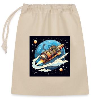 Raketenflug durchs All - Verschließbarer Geschenkbeutel aus Baumwolle (25x30cm) - Natur - Vorne