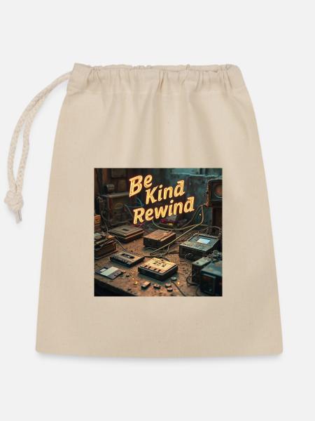 Be Kind Rewind Neon Retro Tech - Verschließbarer Geschenkbeutel aus Baumwolle (25x30cm) - Natur