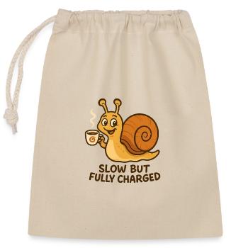 Funny Snail with Coffee - Closable cotton gift bag (25x30cm) - nature - Front