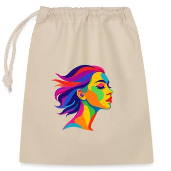Femme Pop Art Colorée – Colorful Art Design - Sac cadeau en coton avec cordon (25 x 30 cm) - nature - Devant