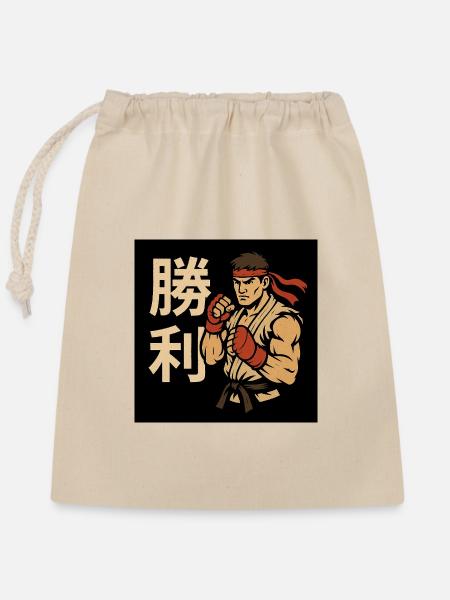 Japanese Fighter - Verschließbarer Geschenkbeutel aus Baumwolle (25x30cm) - Natur